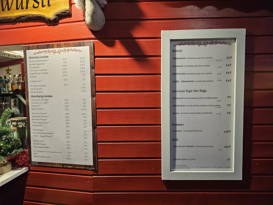 Türkenschanzpark Noel Pazarı'nda fiyatlar