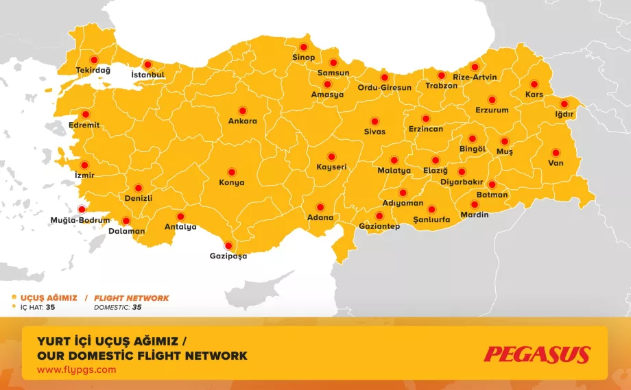 Yurtiçi Güzergah Haritası