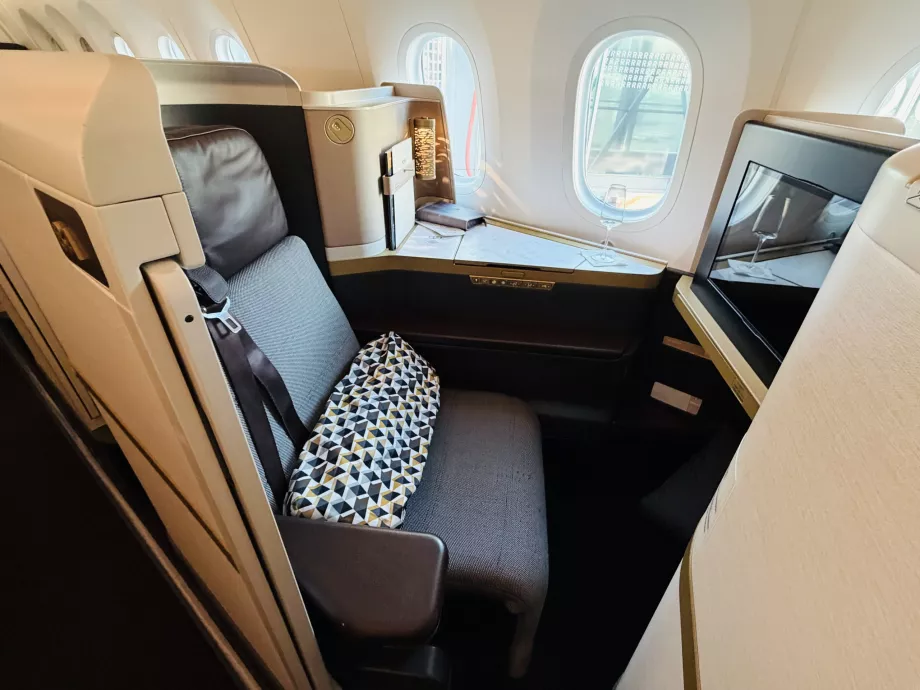Etihad B789 business class kapılı koltuk detayı