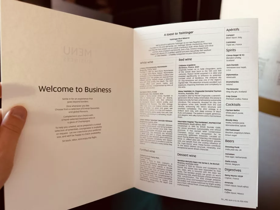 Şaraplar, biralar, aperatifler, digestifler ve kokteyller