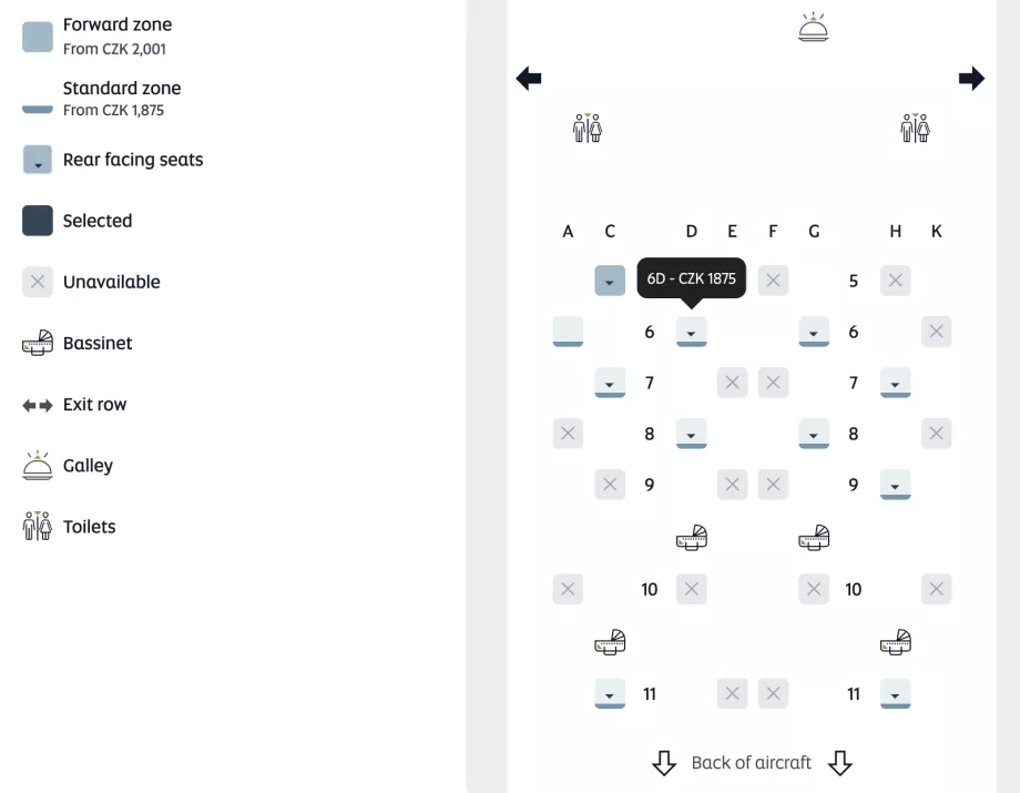 Koltuk haritası ve koltuk seçim fiyatı