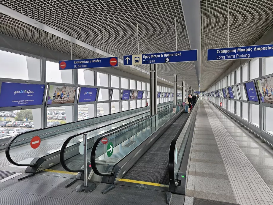 Metro ve trenlere giden yol, Atina havaalanı