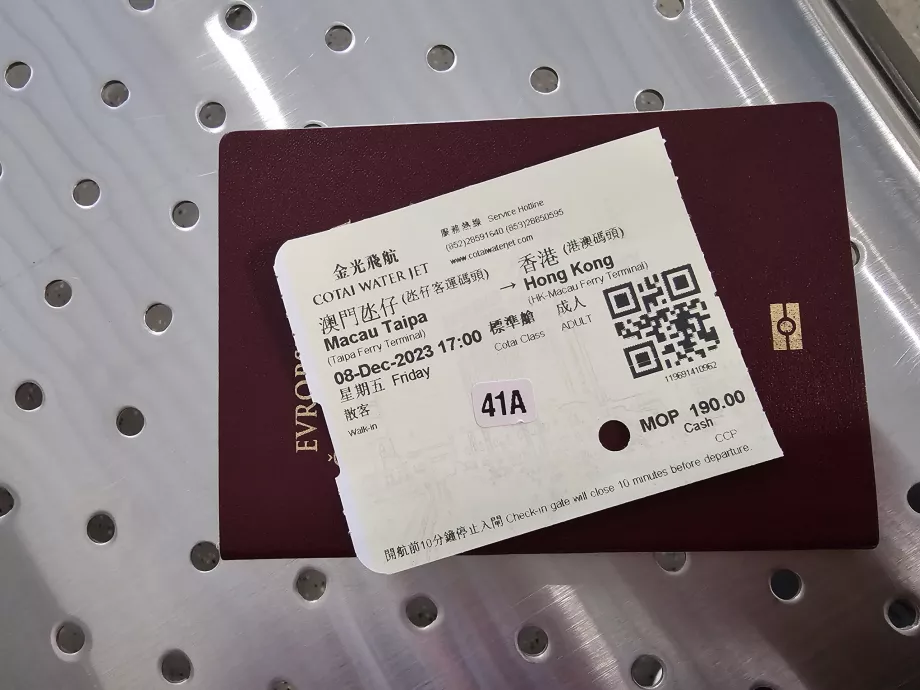 Cotai Su Jeti için Bilet