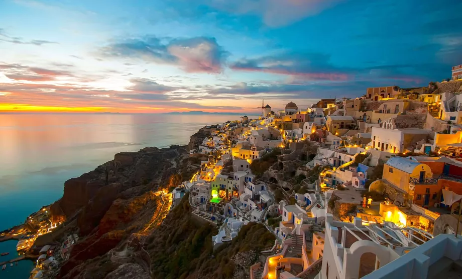 Santorini'de gün batımı