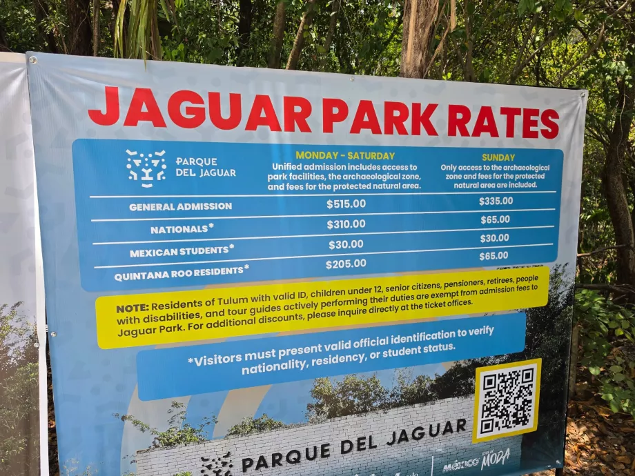 Tulum Arkeolojik Alanı, giriş ücretleri