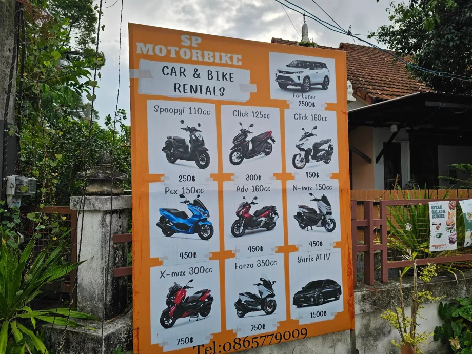 Koh Samui'de Scooter fiyatları