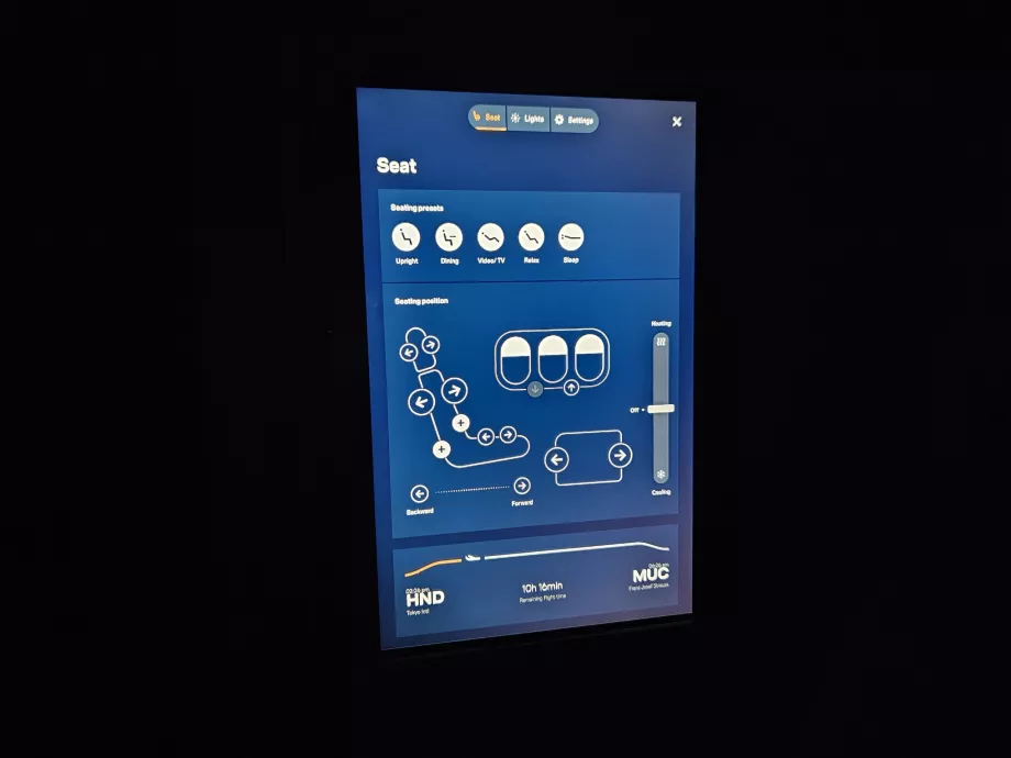 Tablet üzerinden koltuk kontrolü