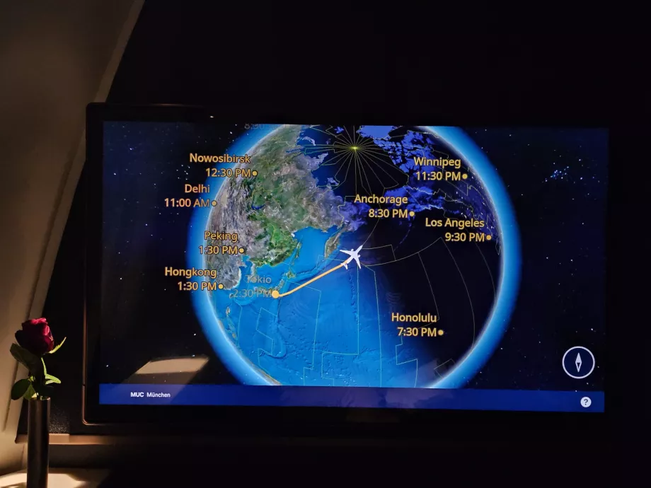 Kuzey Kutbu üzerindeki uçuşun haritası