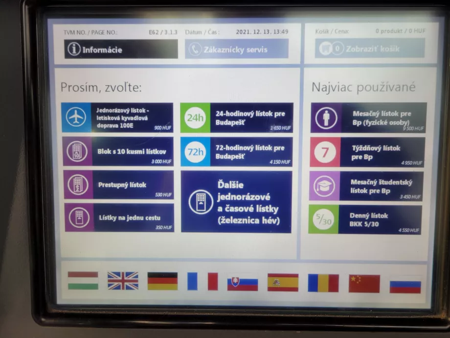 Slovakça bilet seçimi