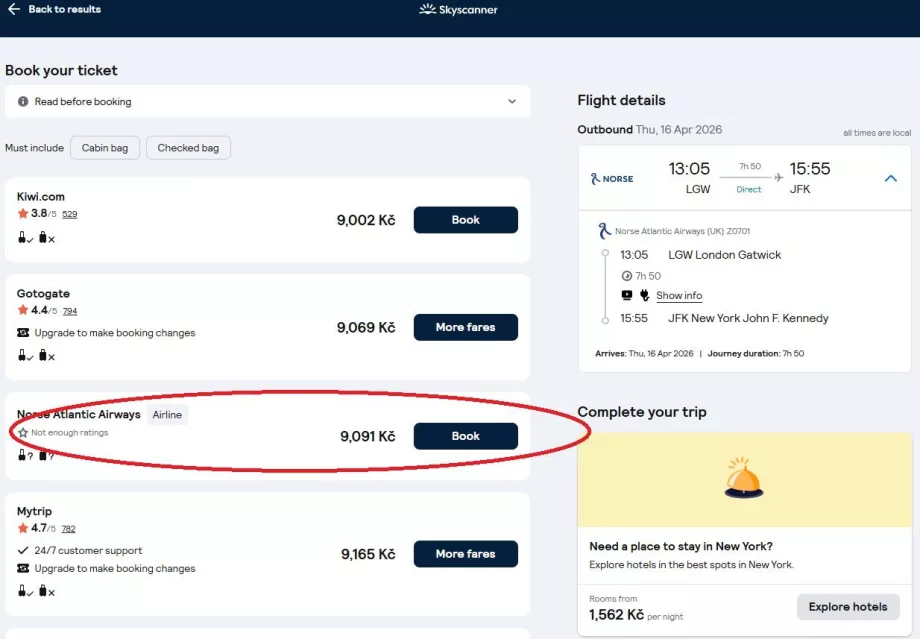 Bir havayolu web sitesi seçme
