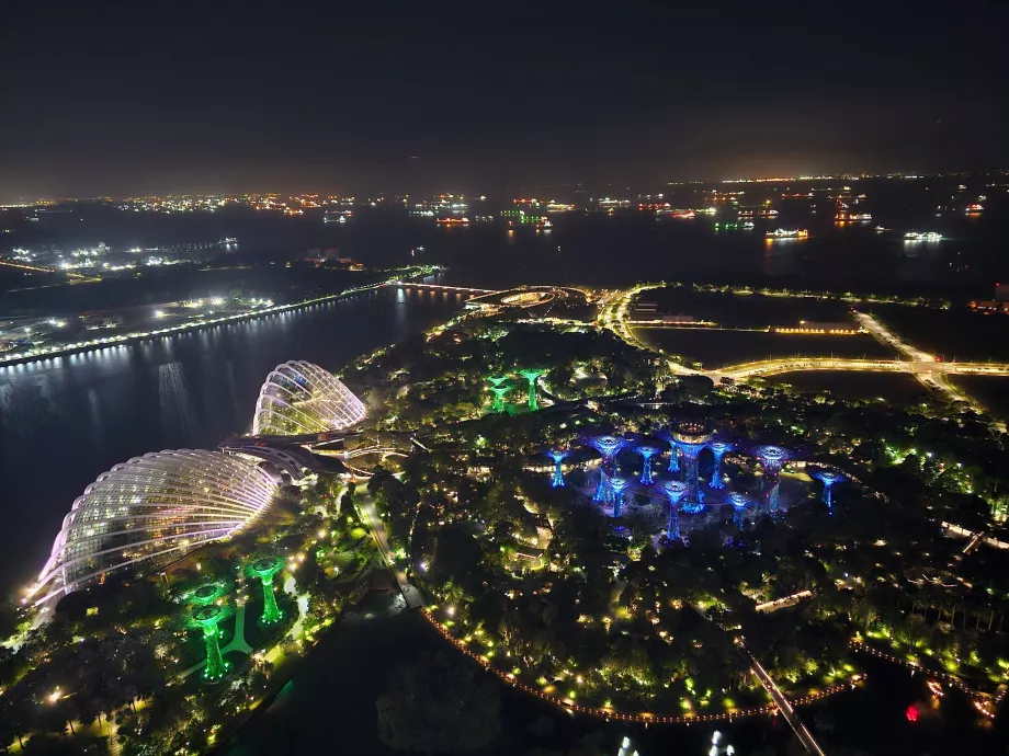 Gardens by the Bay'in gece manzarası