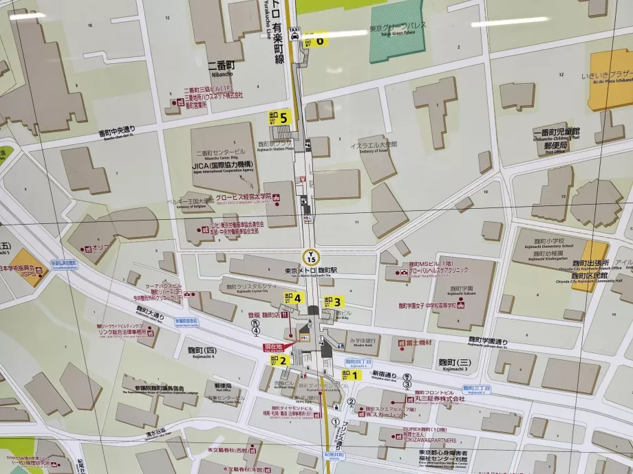 Metro istasyonundan çıkışların haritası