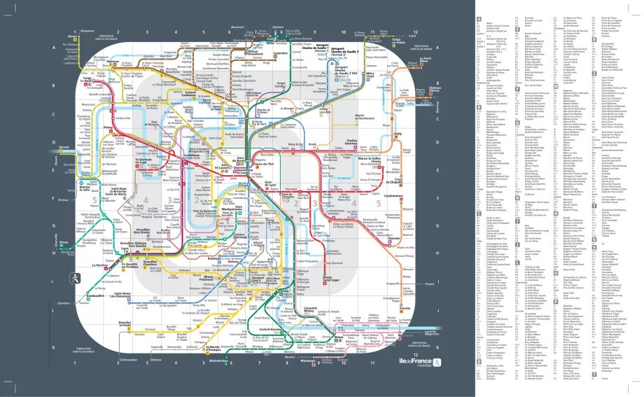 Paris ve çevresindeki bölgelerin haritası