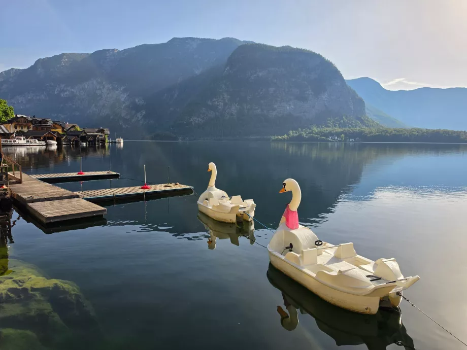 Hallstatt Gölü'ndeki pedallı tekneler