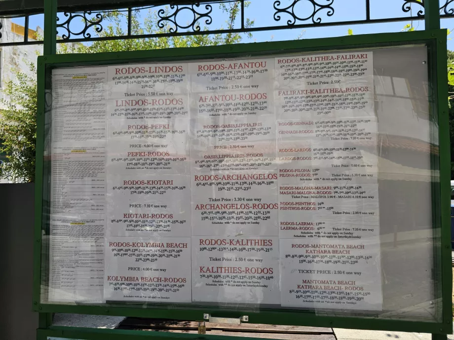 KTEL zaman çizelgeleri