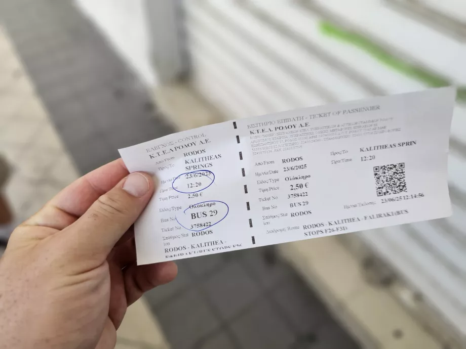 Bilet, KTEL Rodos