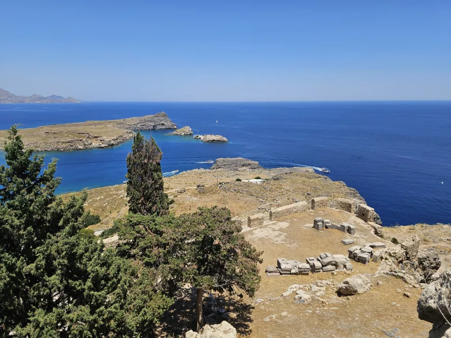 Lindos akropolünden deniz manzarası
