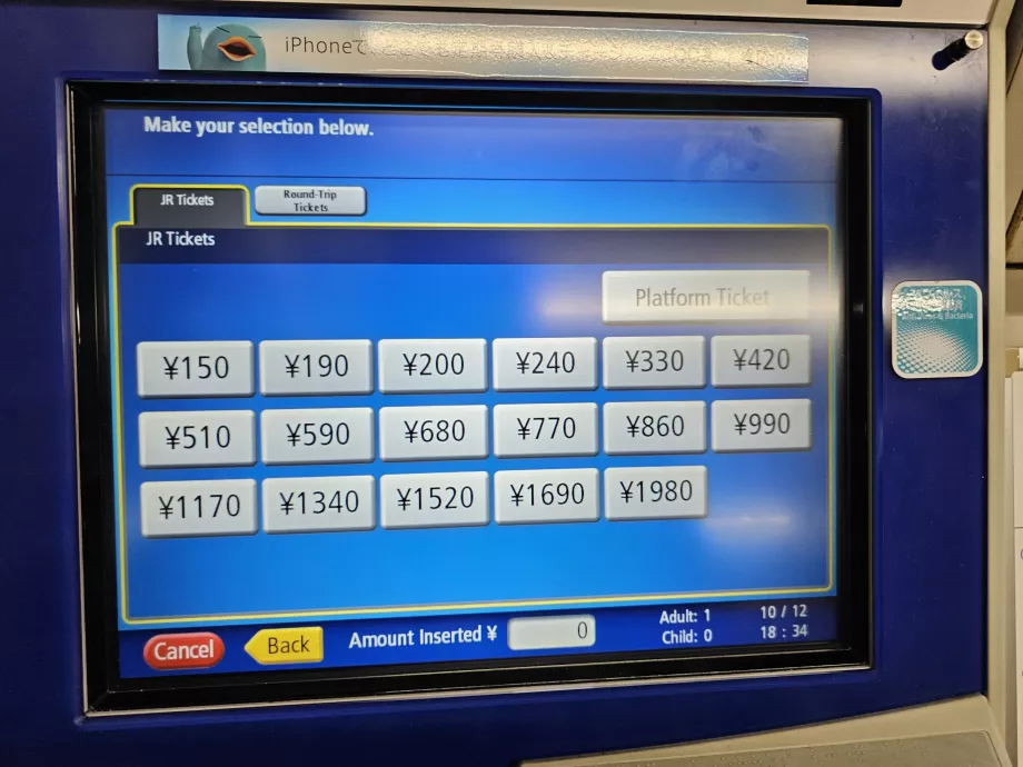 Makinede bir fiyat seçme