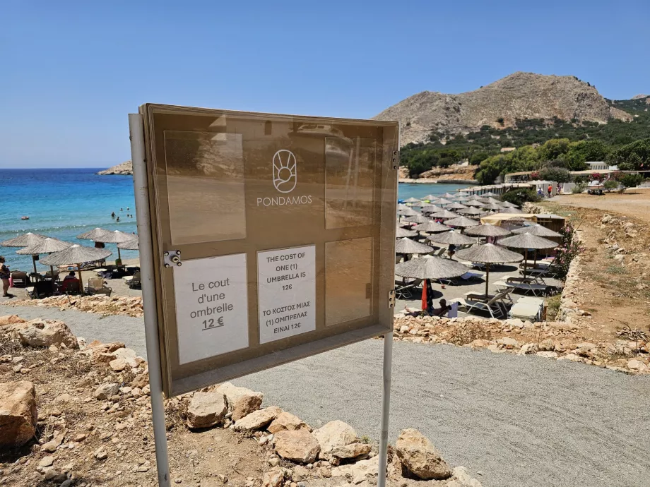 Şezlong fiyatları, Pondamos Plajı