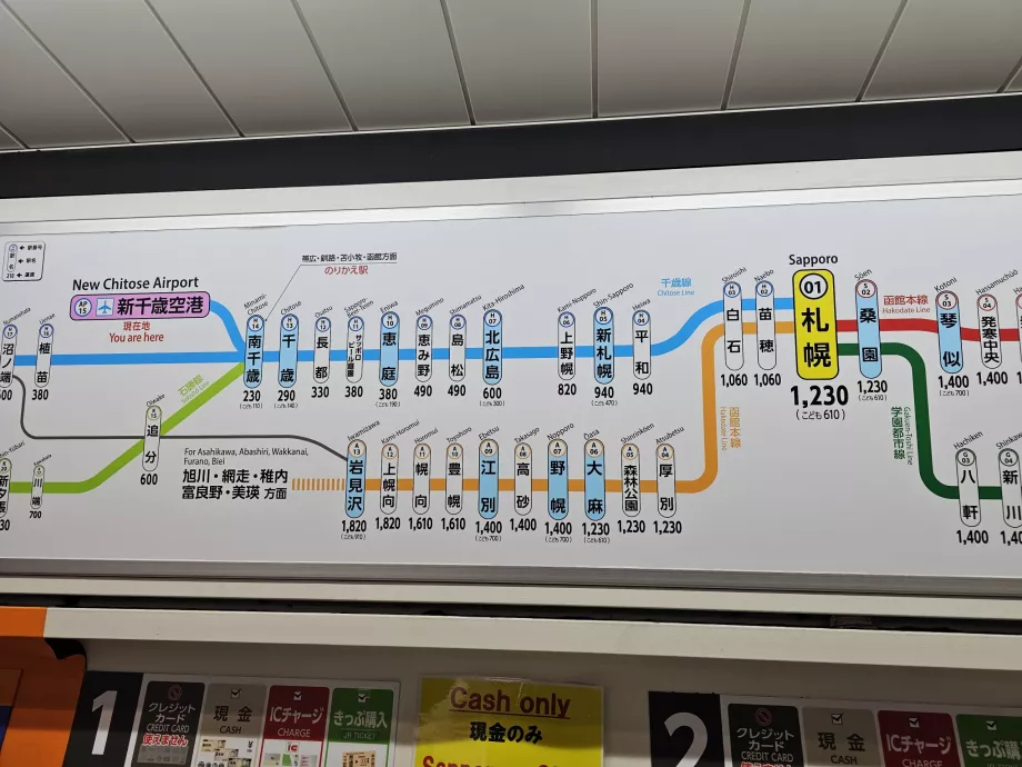 Havalimanından tren ücretleri haritası