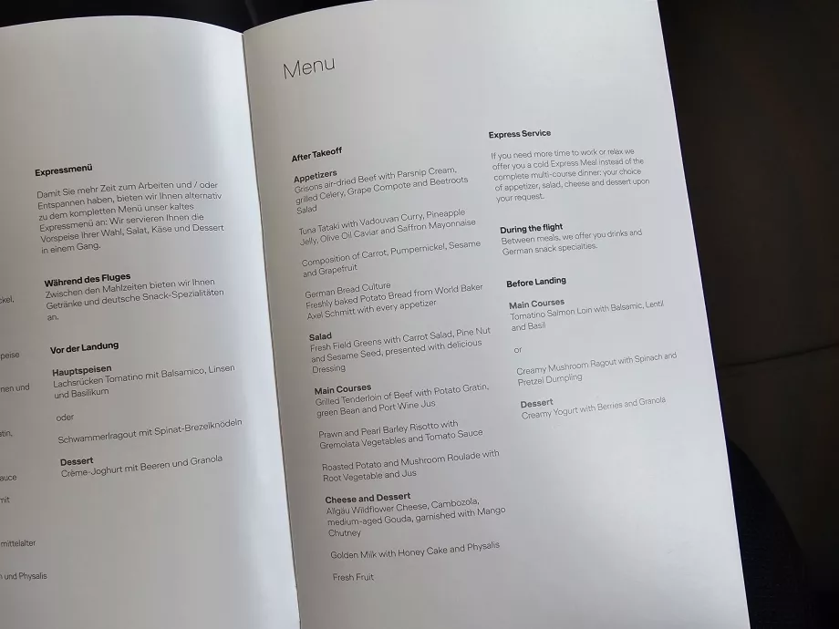 Günlük uçuşta menü