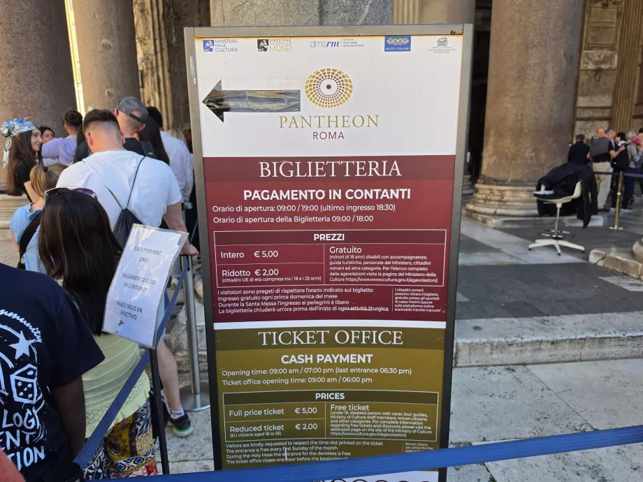 Pantheon, bilet fiyatları