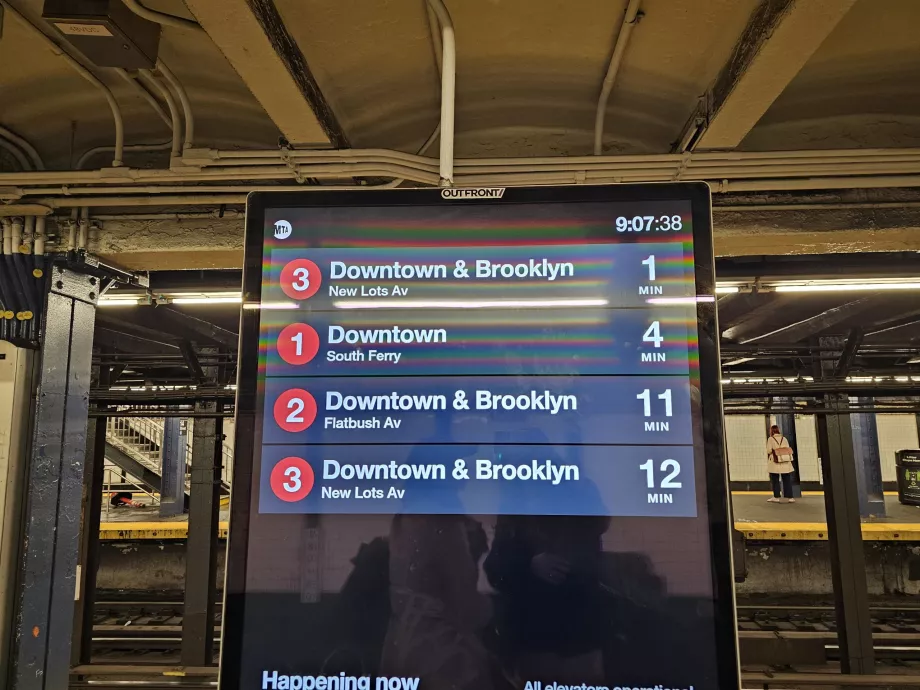 Metro kalkışları için bilgi panoları