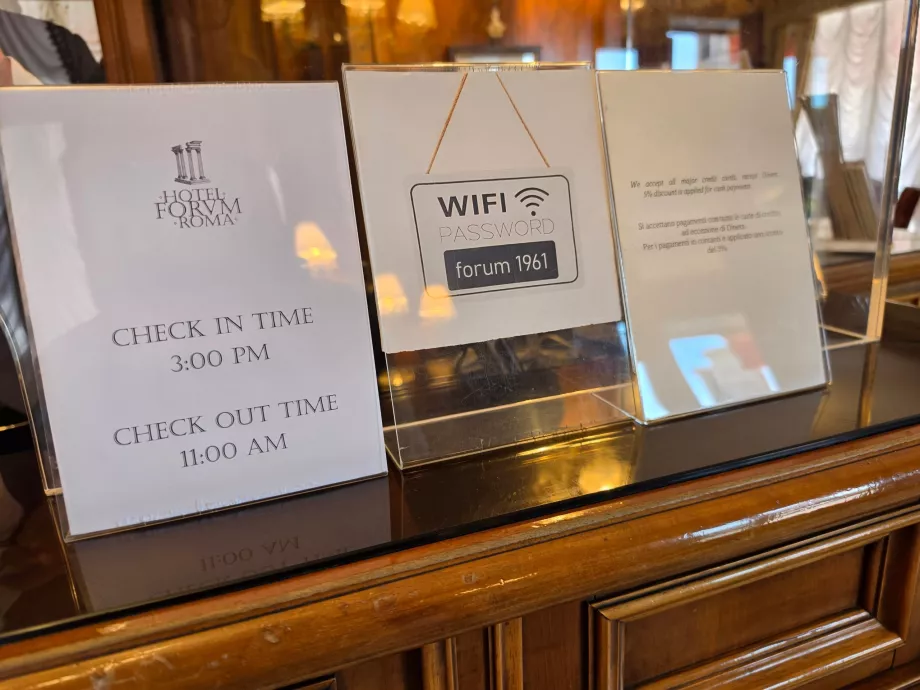 Wi-fi ve check-in ve check-out bilgileri