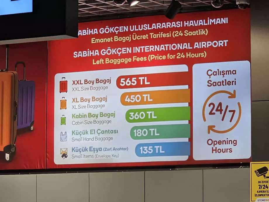 Bagaj depolama fiyat listesi, yıl 2025