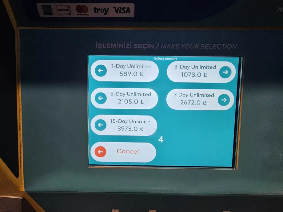 Çok günlük bilet seçenekleri