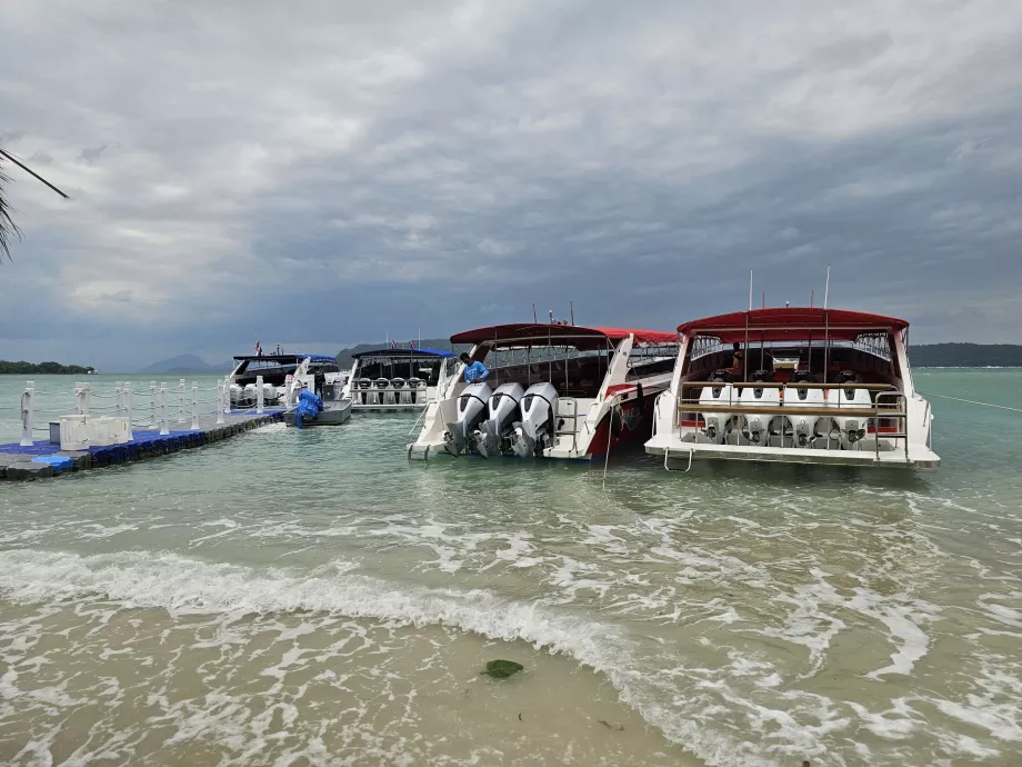 Domuz Adası'ndaki turist tekneleri