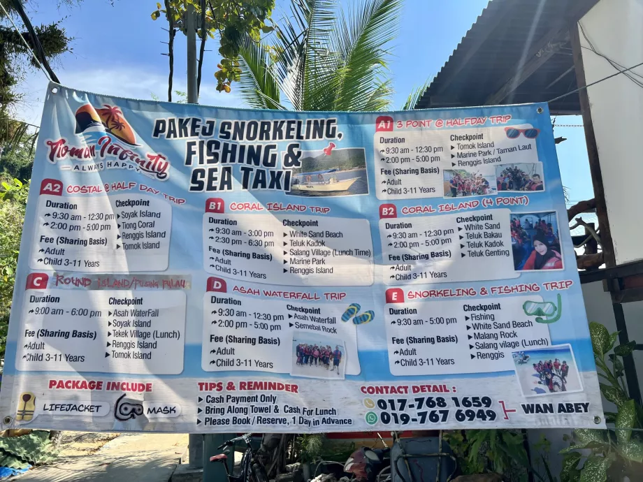 Tioman için tekne turları
